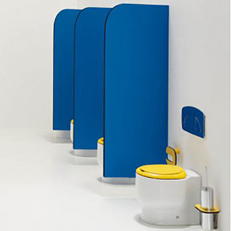 Galerie foto: o minunata amenajare de baie pentru copii pe albastru si galben